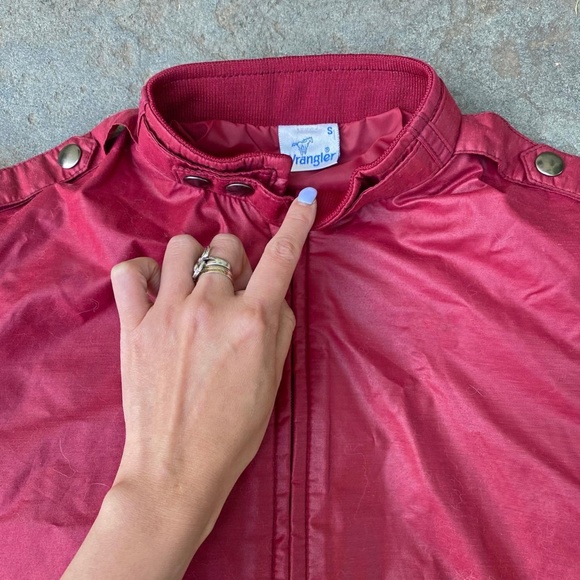 Deadstock NWOT Vintage 1980's Wrangler Dark Red Moto Racing Nylon Bomber Jacket - Picture 4 of 4